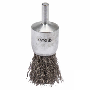 Щітка зачисна з нержавіючої сталі, до дрилі YATO : Ø=25 мм, зі шпинделем Ø=6 мм, 4500 об/хв